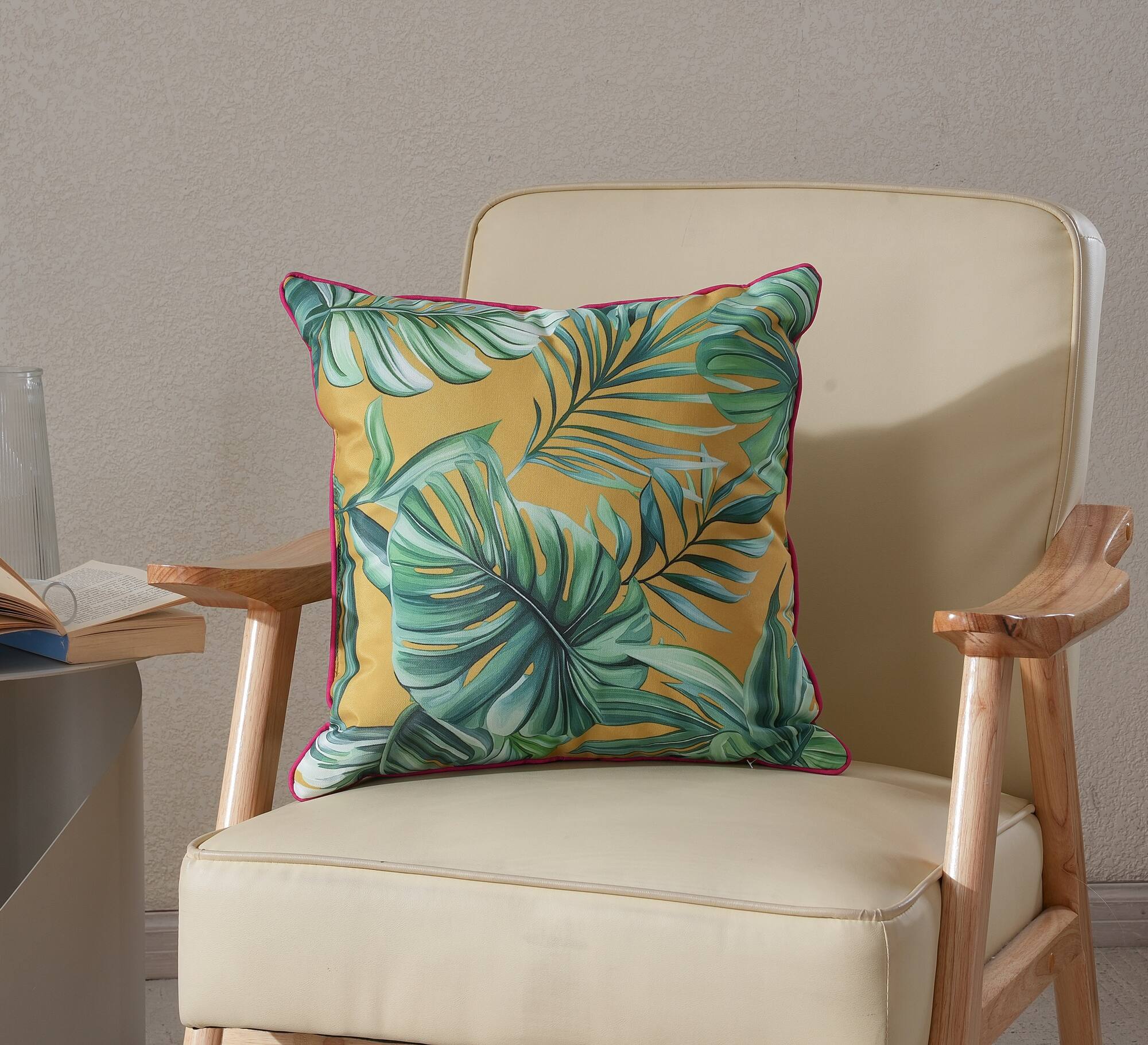 18" Yellow Monstera Leaf Outdoor Throw Pillow by Ashland®
